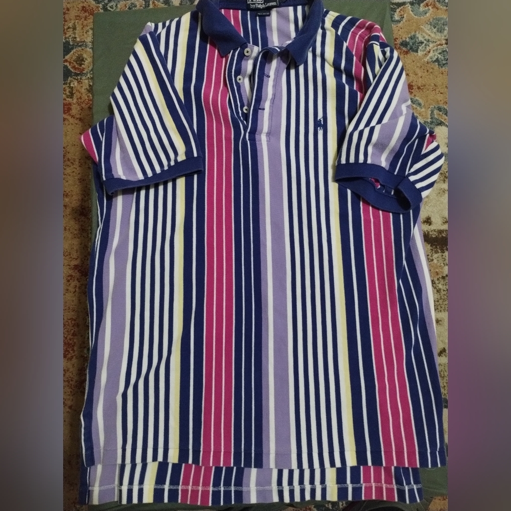 Vintage 90s Ralph Lauren Mens Size XL Color Block Striped Polo Shirt